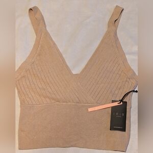 Iris Ribbed V Neck Bralette/Crop Top Size Large NWT